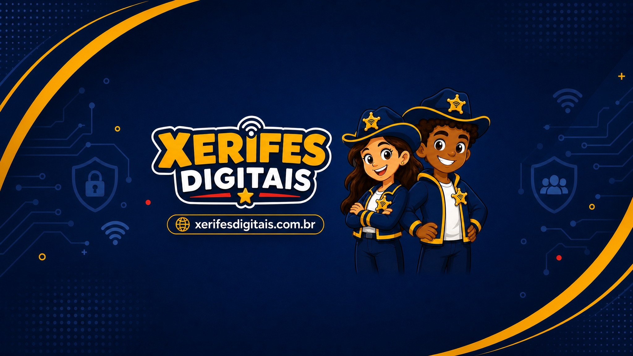 Os personagens e a identidade visual dos Xerifes Digitais